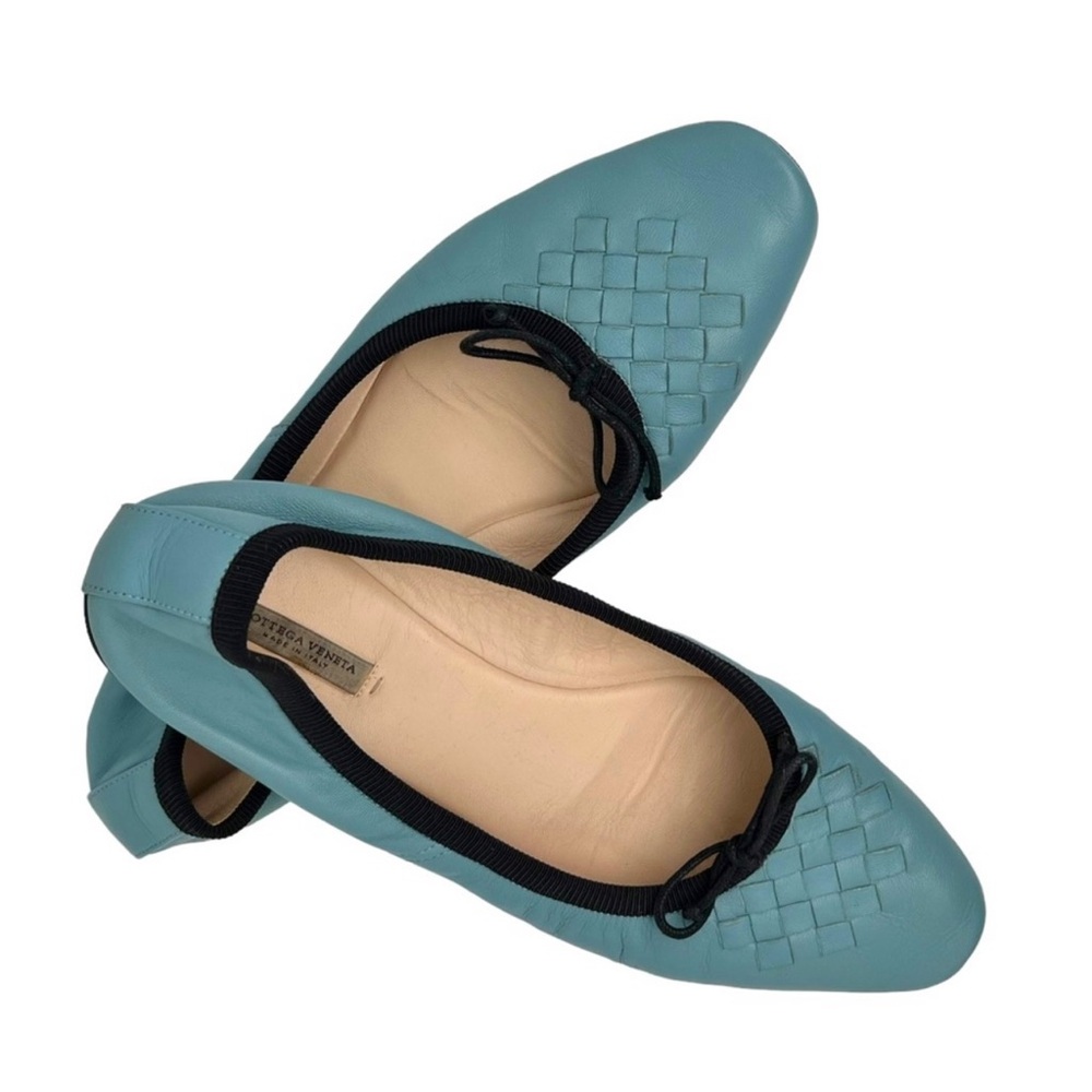 *EUC* Bottega Veneta Leather Ballerina Flats w/ Intrecciato Detail, Size 37.5